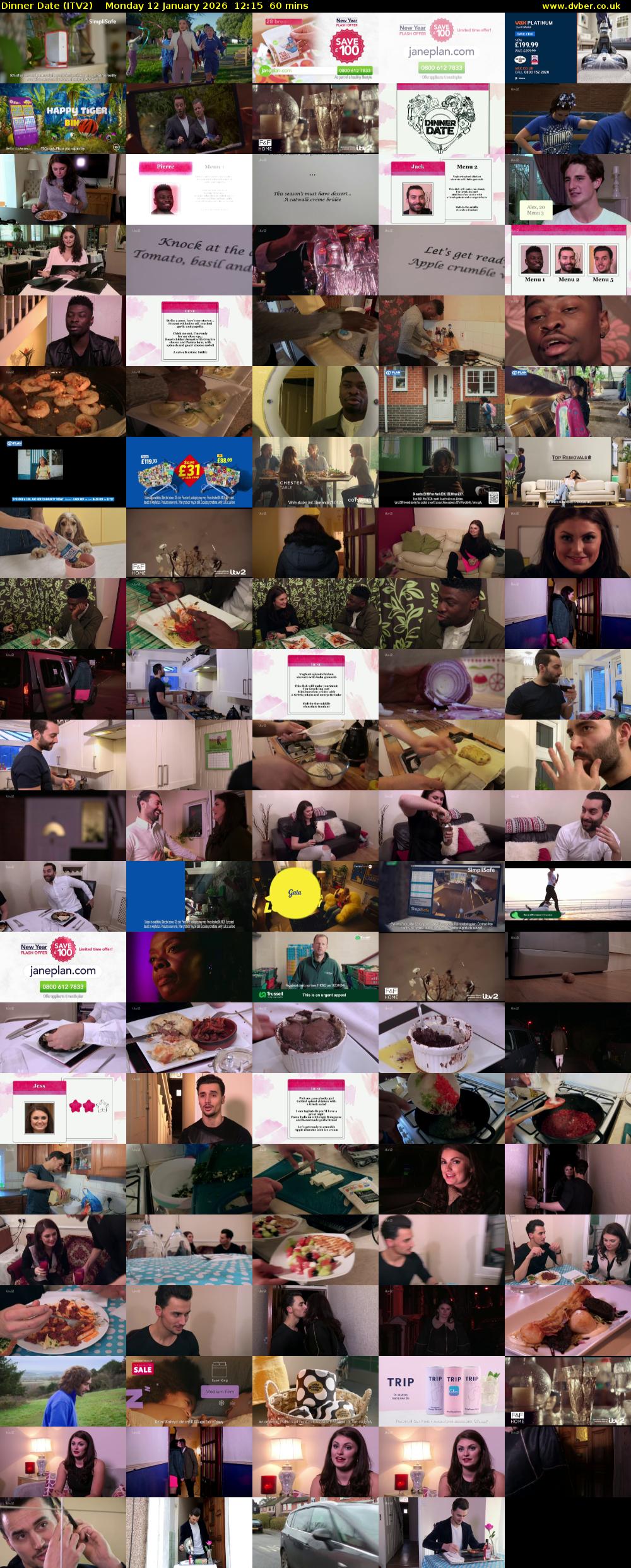 Dinner Date (ITV2) Monday 12 January 2026 12:15 - 13:15