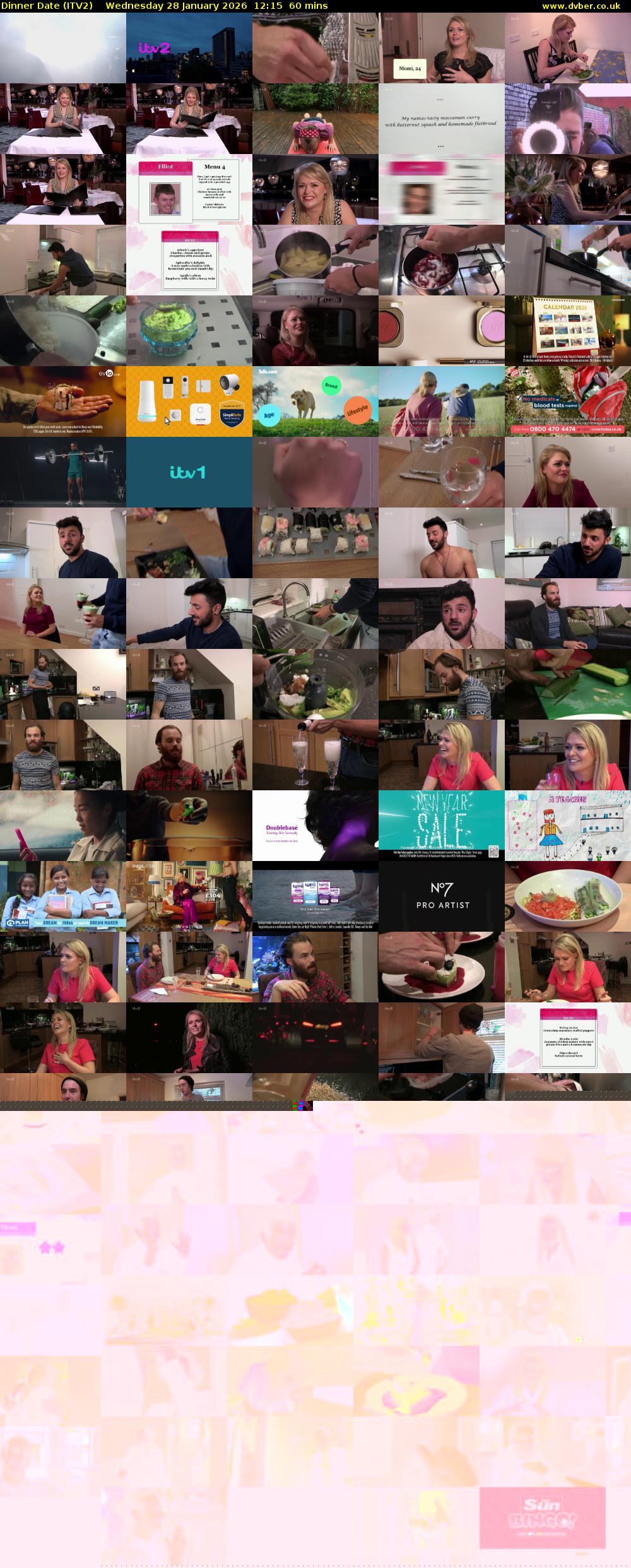 Dinner Date (ITV2) Wednesday 28 January 2026 12:15 - 13:15