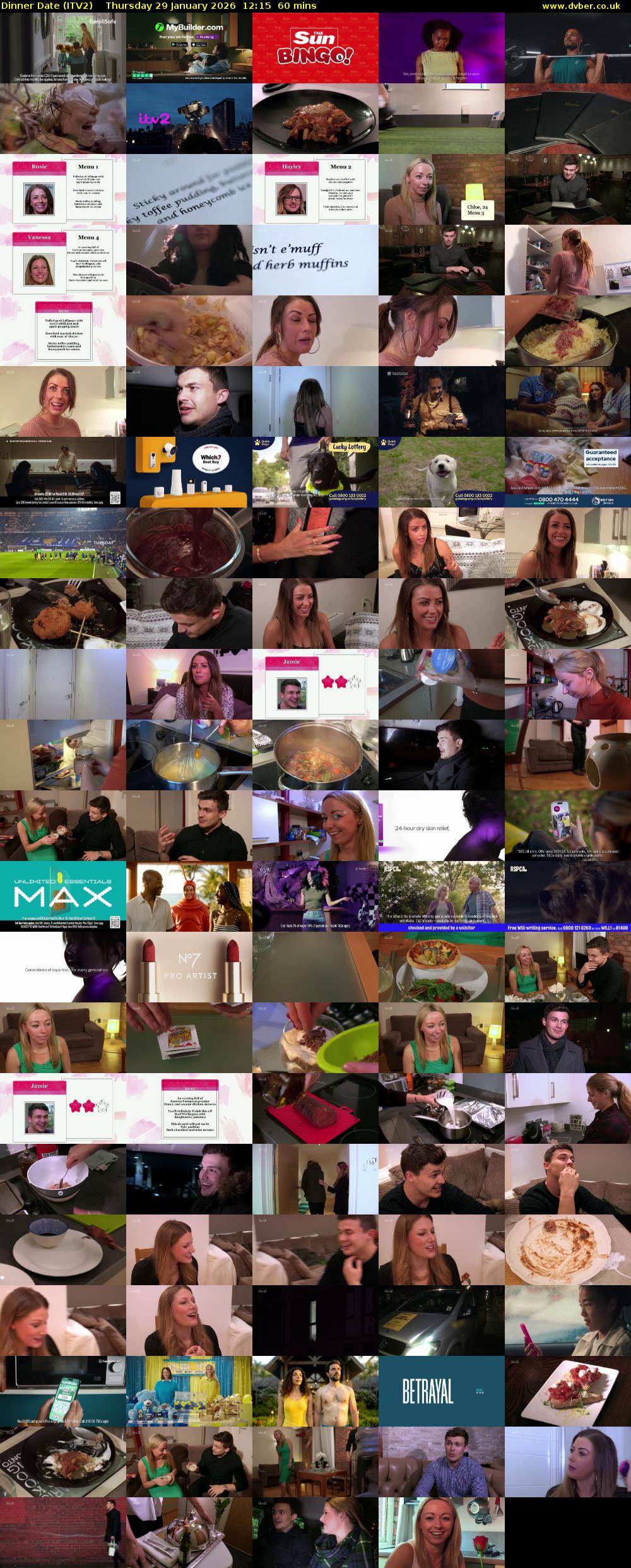 Dinner Date (ITV2) Thursday 29 January 2026 12:15 - 13:15