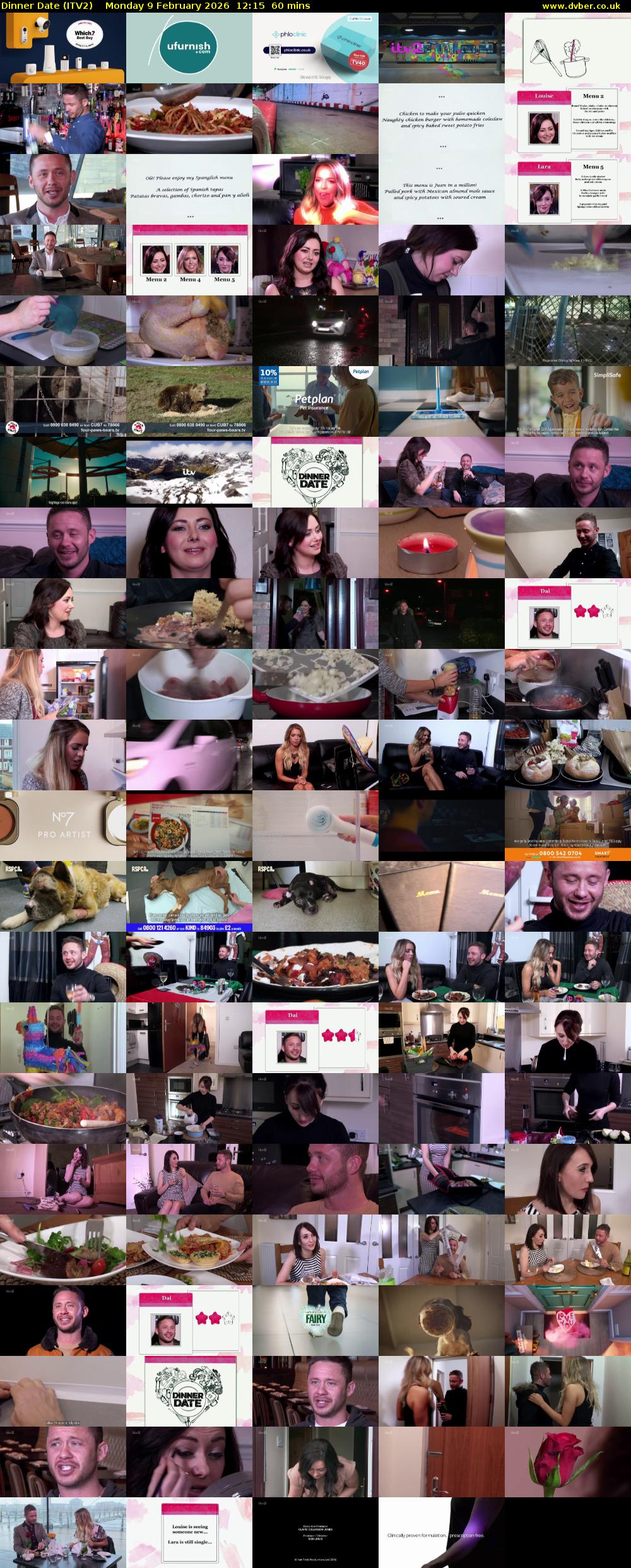 Dinner Date (ITV2) Monday 9 February 2026 12:15 - 13:15