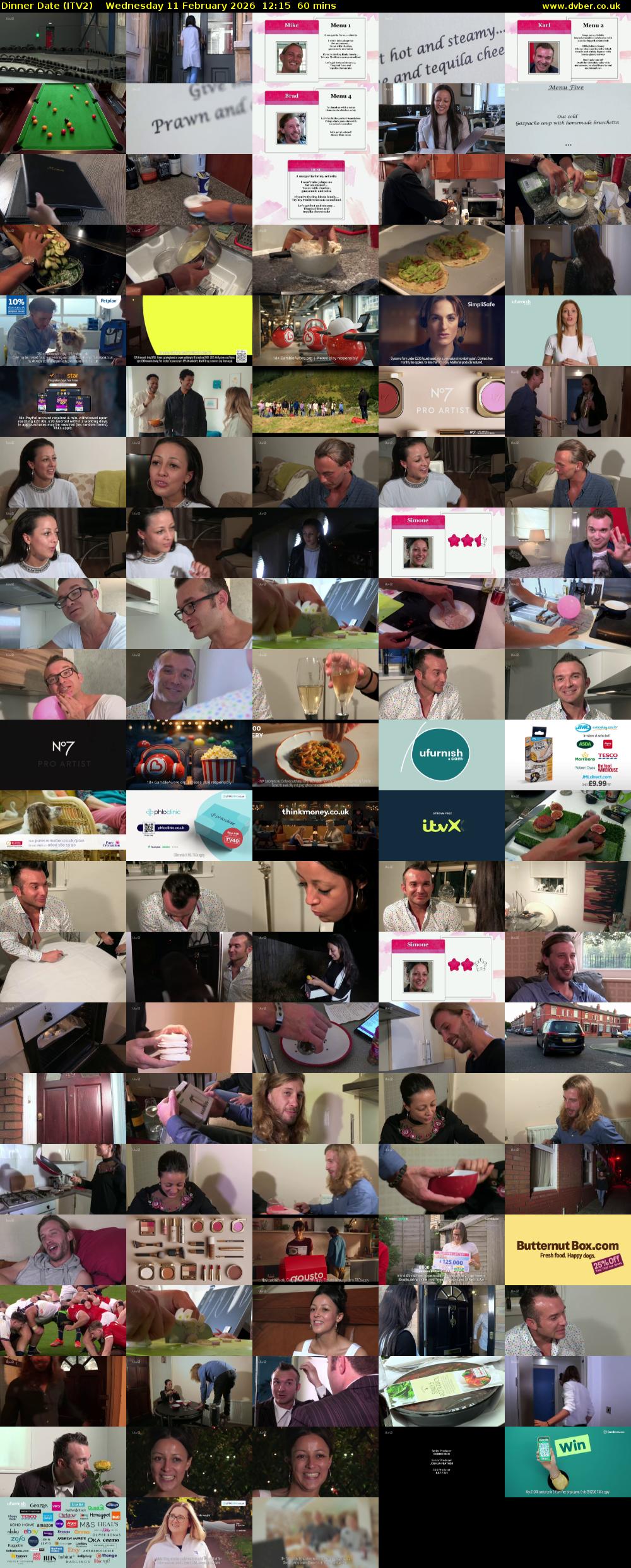 Dinner Date (ITV2) Wednesday 11 February 2026 12:15 - 13:15