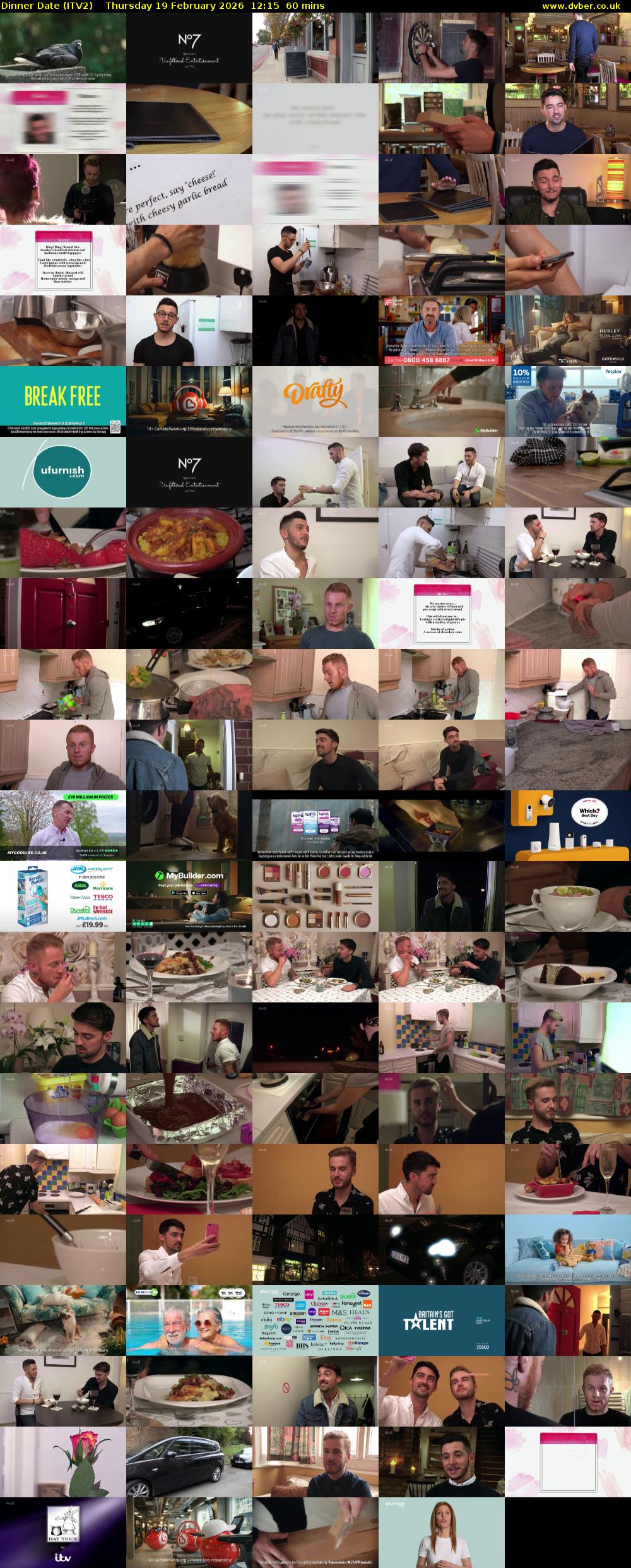 Dinner Date (ITV2) Thursday 19 February 2026 12:15 - 13:15