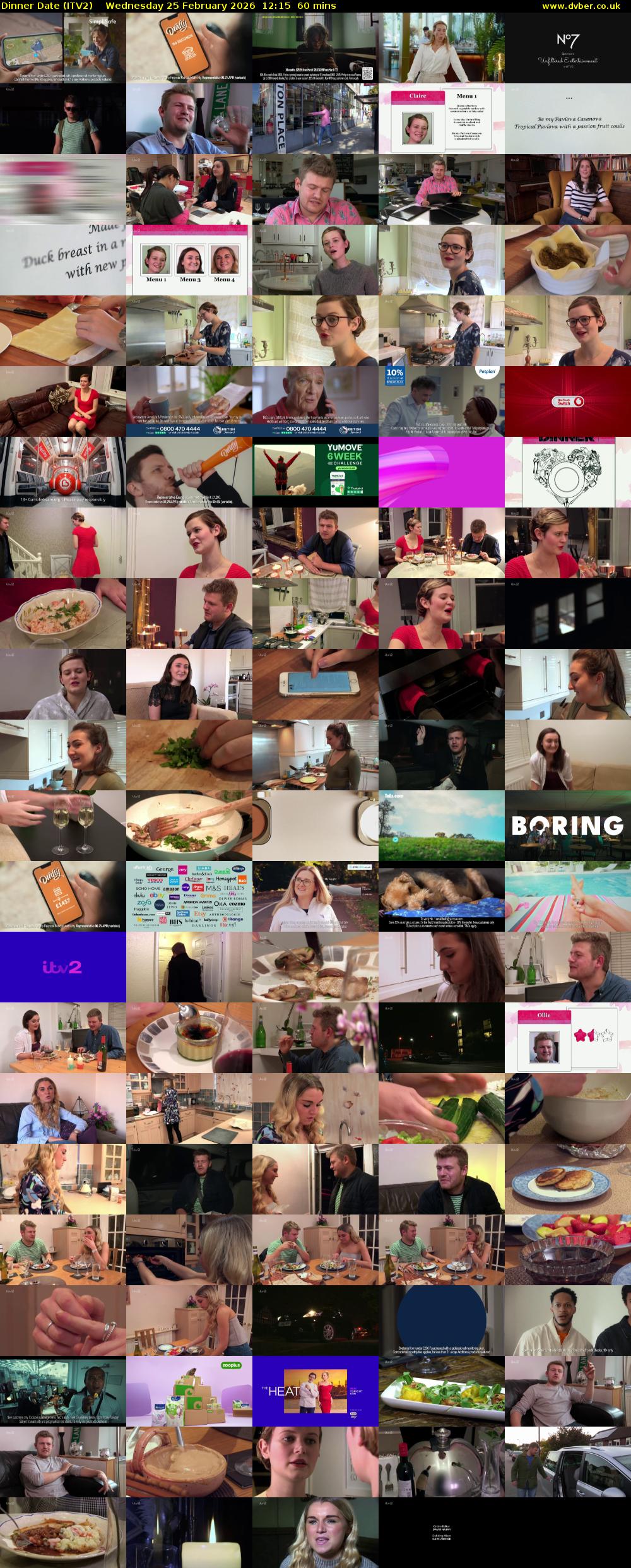 Dinner Date (ITV2) Wednesday 25 February 2026 12:15 - 13:15