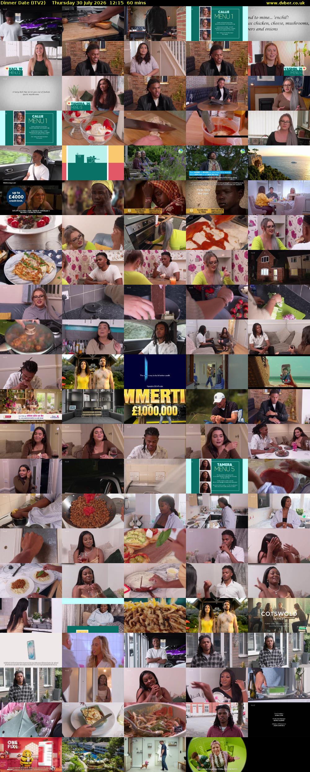 Dinner Date (ITV2) Thursday 30 July 2026 12:15 - 13:15
