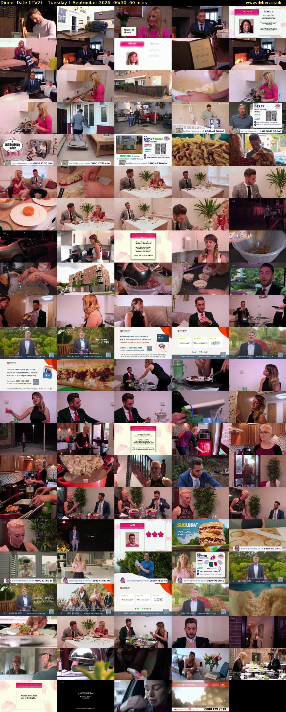 Dinner Date (ITV2) Tuesday 1 September 2026 06:30 - 07:30