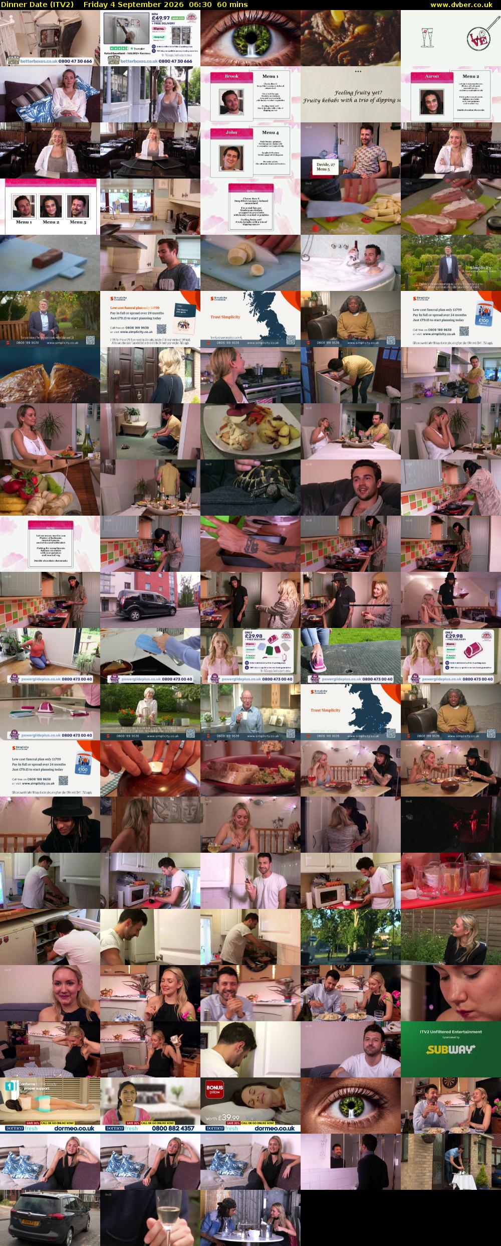 Dinner Date (ITV2) Friday 4 September 2026 06:30 - 07:30
