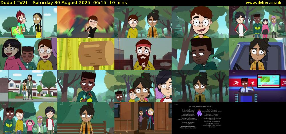 Dodo (ITV2) Saturday 30 August 2025 06:15 - 06:25