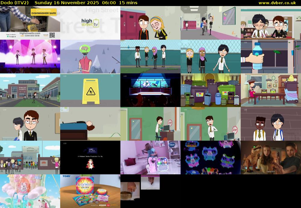 Dodo (ITV2) Sunday 16 November 2025 06:00 - 06:15