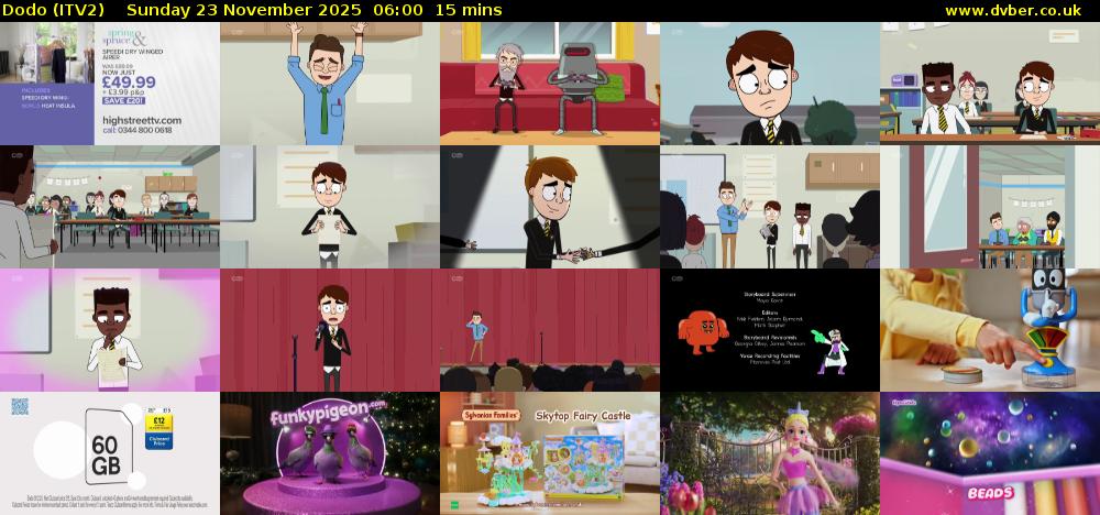 Dodo (ITV2) Sunday 23 November 2025 06:00 - 06:15
