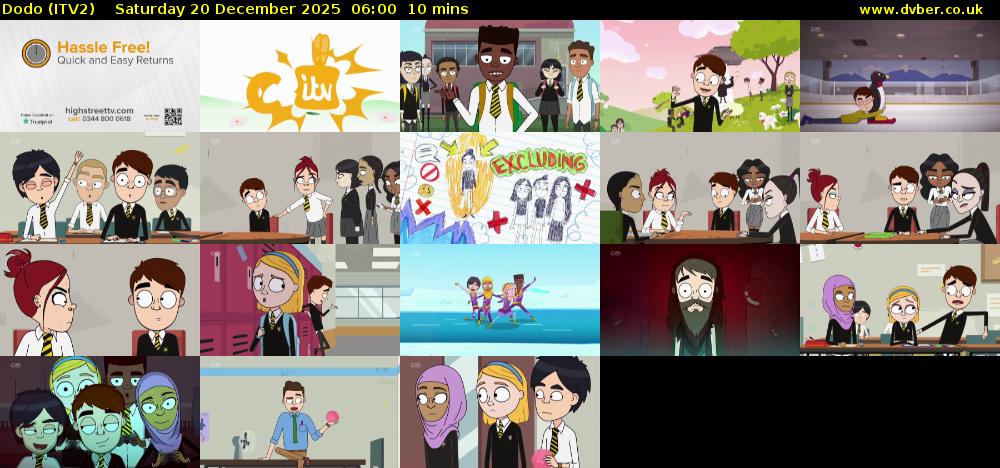 Dodo (ITV2) Saturday 20 December 2025 06:00 - 06:10