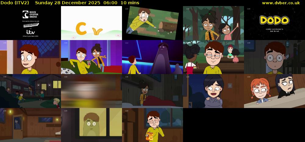 Dodo (ITV2) Sunday 28 December 2025 06:00 - 06:10