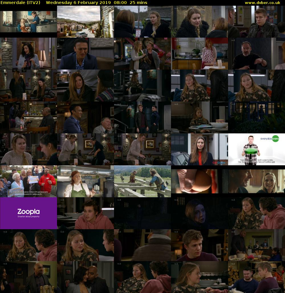 Emmerdale (ITV2) Wednesday 6 February 2019 08:00 - 08:25