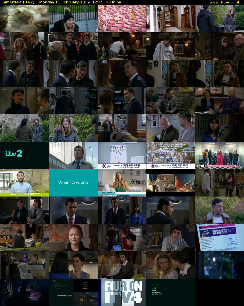 Emmerdale (ITV2) Monday 11 February 2019 12:15 - 12:45