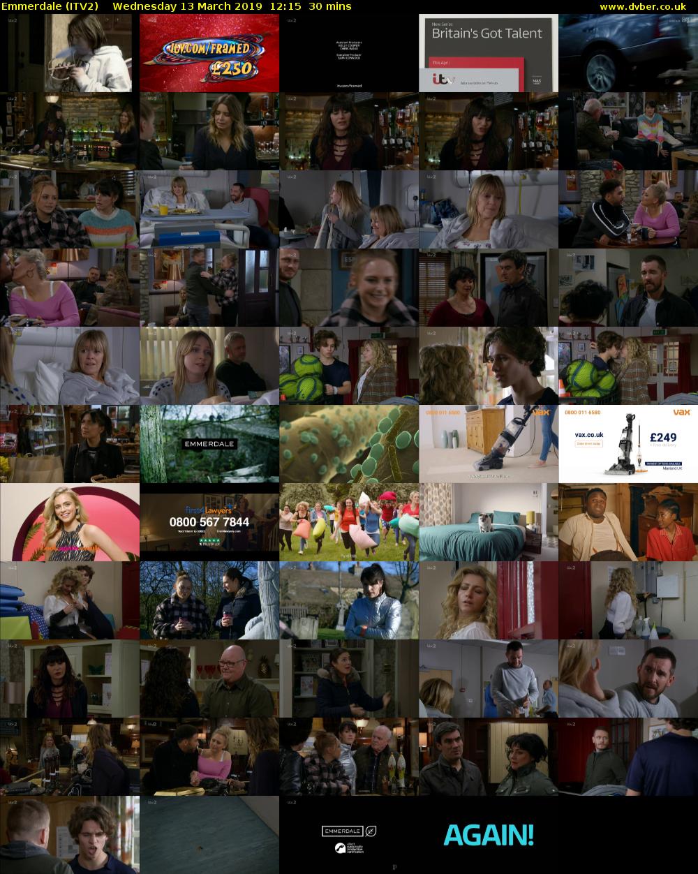 Emmerdale (ITV2) Wednesday 13 March 2019 12:15 - 12:45