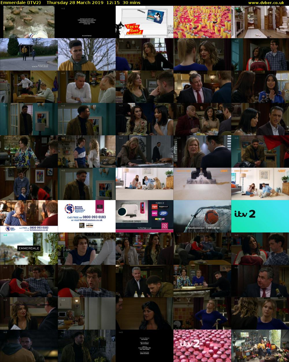 Emmerdale (ITV2) Thursday 28 March 2019 12:15 - 12:45