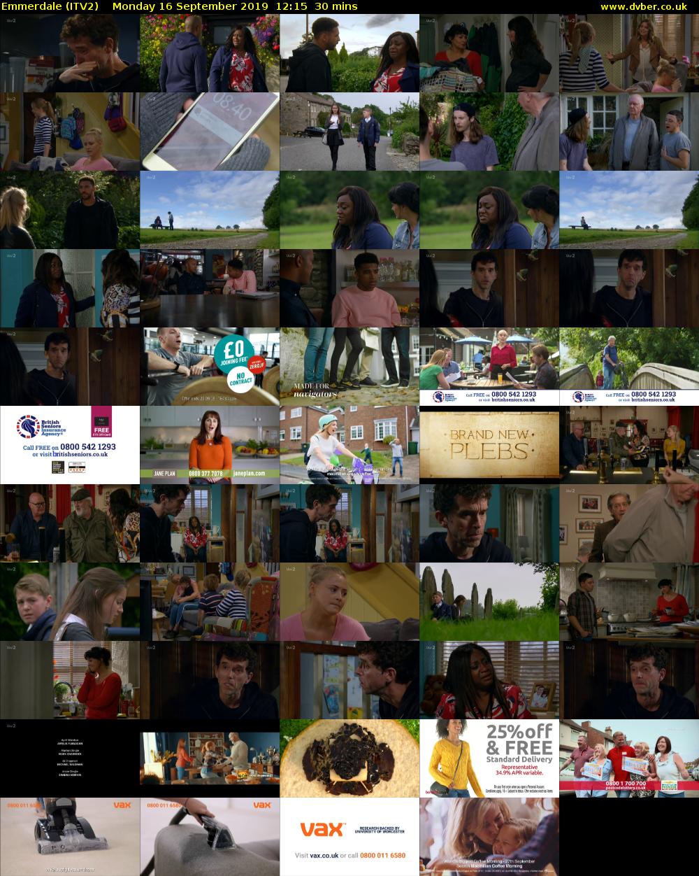 Emmerdale (ITV2) Monday 16 September 2019 12:15 - 12:45