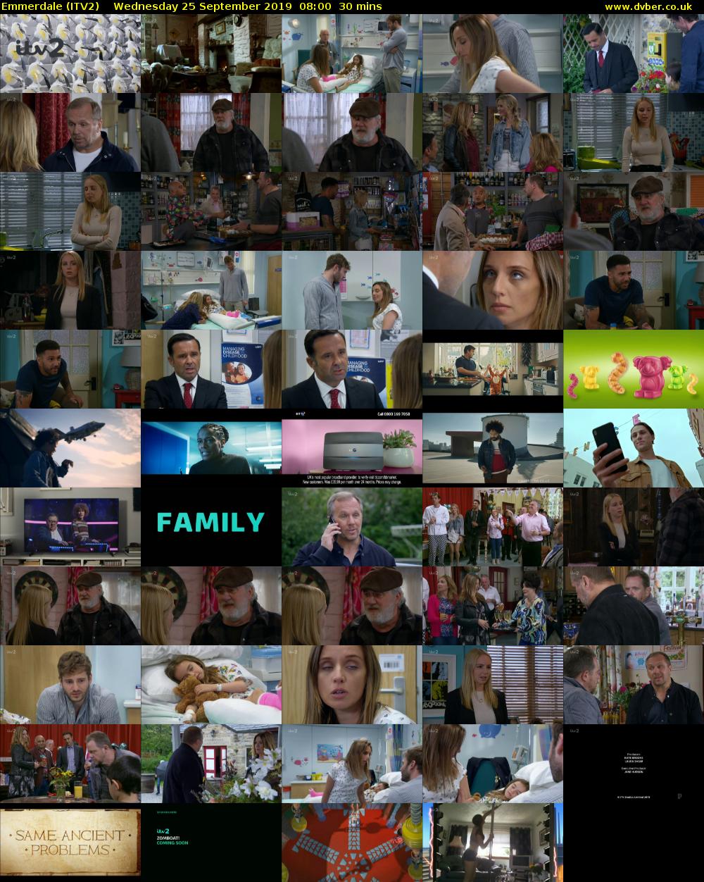 Emmerdale (ITV2) Wednesday 25 September 2019 08:00 - 08:30