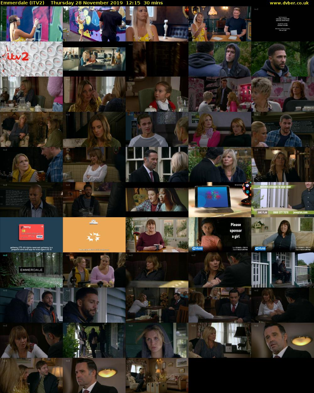 Emmerdale (ITV2) Thursday 28 November 2019 12:15 - 12:45