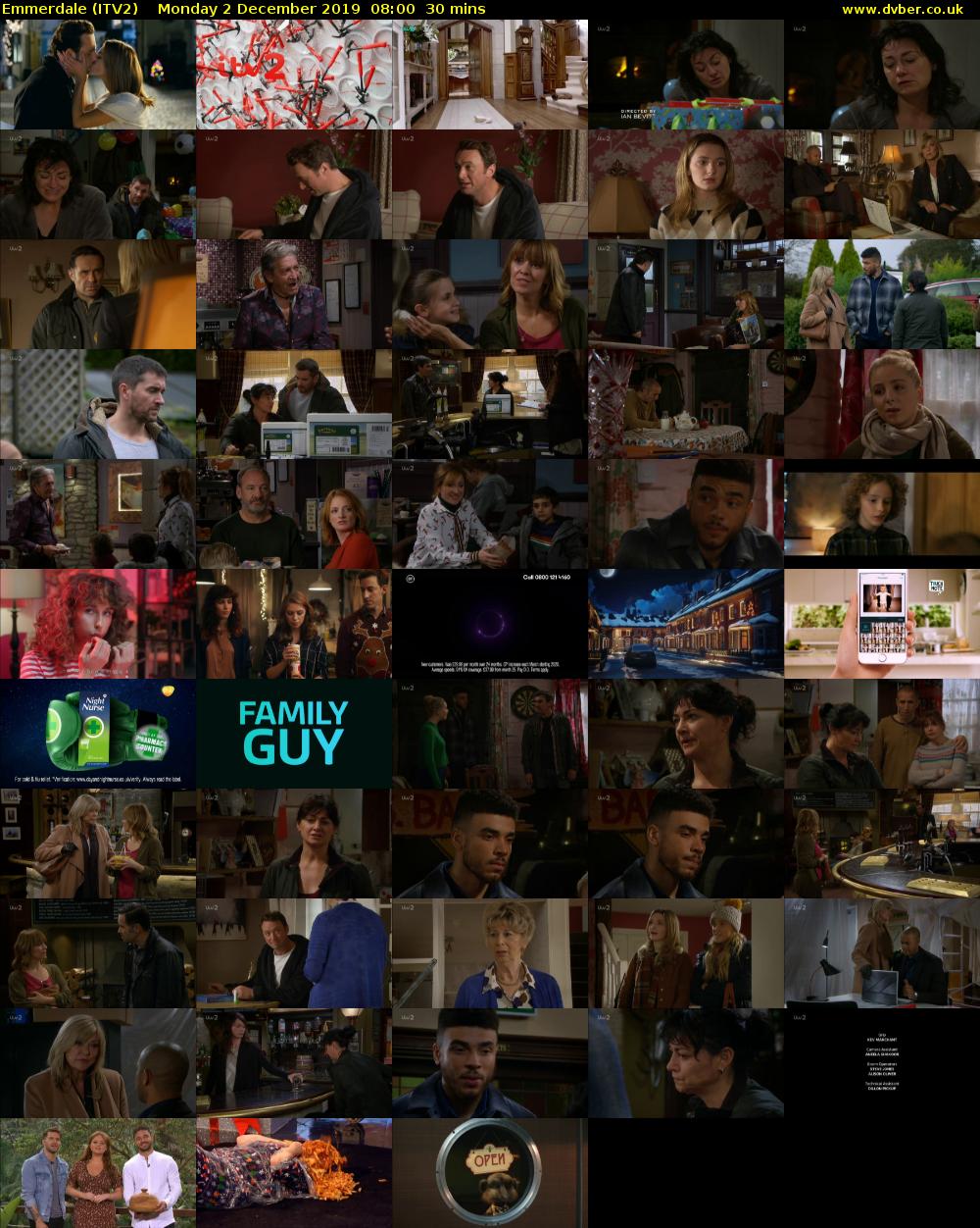 Emmerdale (ITV2) Monday 2 December 2019 08:00 - 08:30