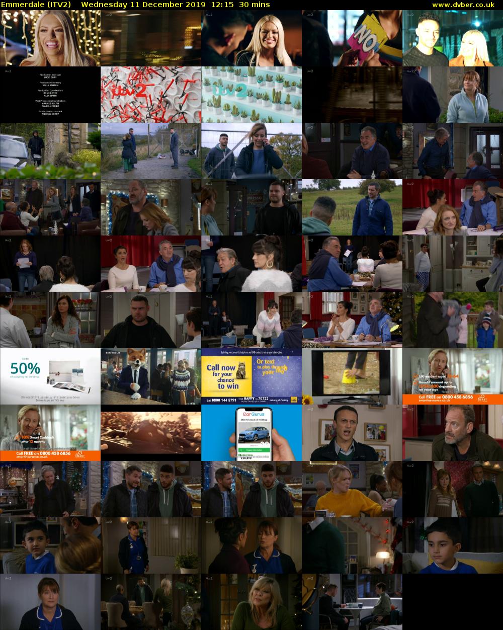 Emmerdale (ITV2) Wednesday 11 December 2019 12:15 - 12:45