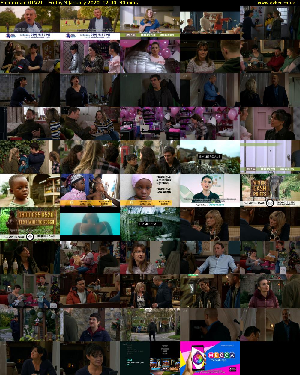 Emmerdale (ITV2) Friday 3 January 2020 12:40 - 13:10