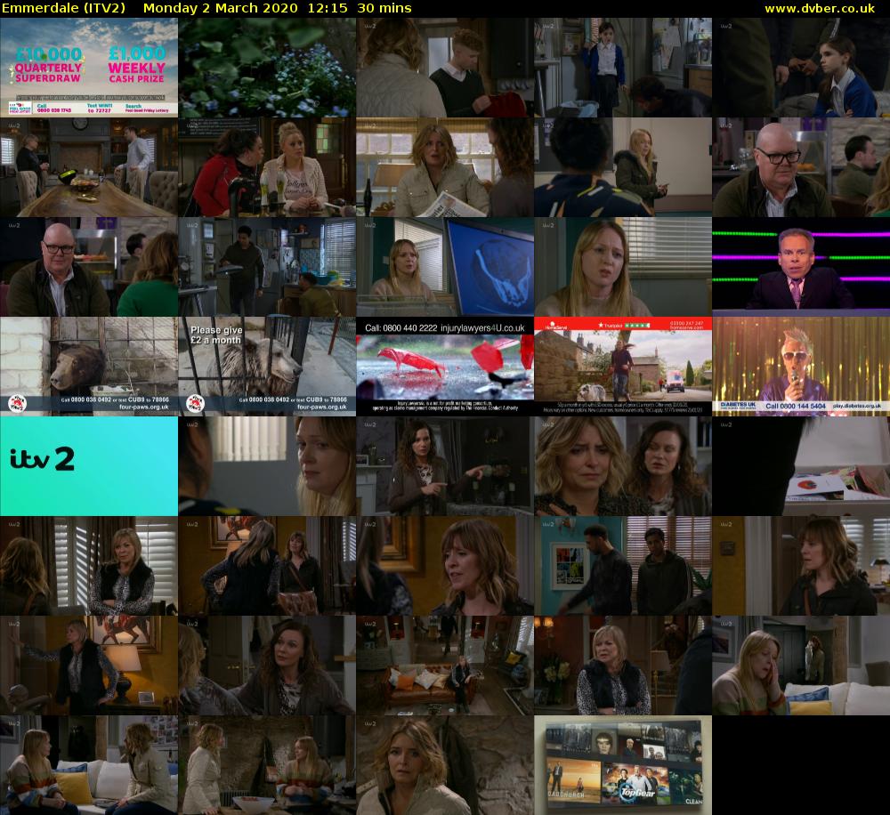 Emmerdale (ITV2) Monday 2 March 2020 12:15 - 12:45