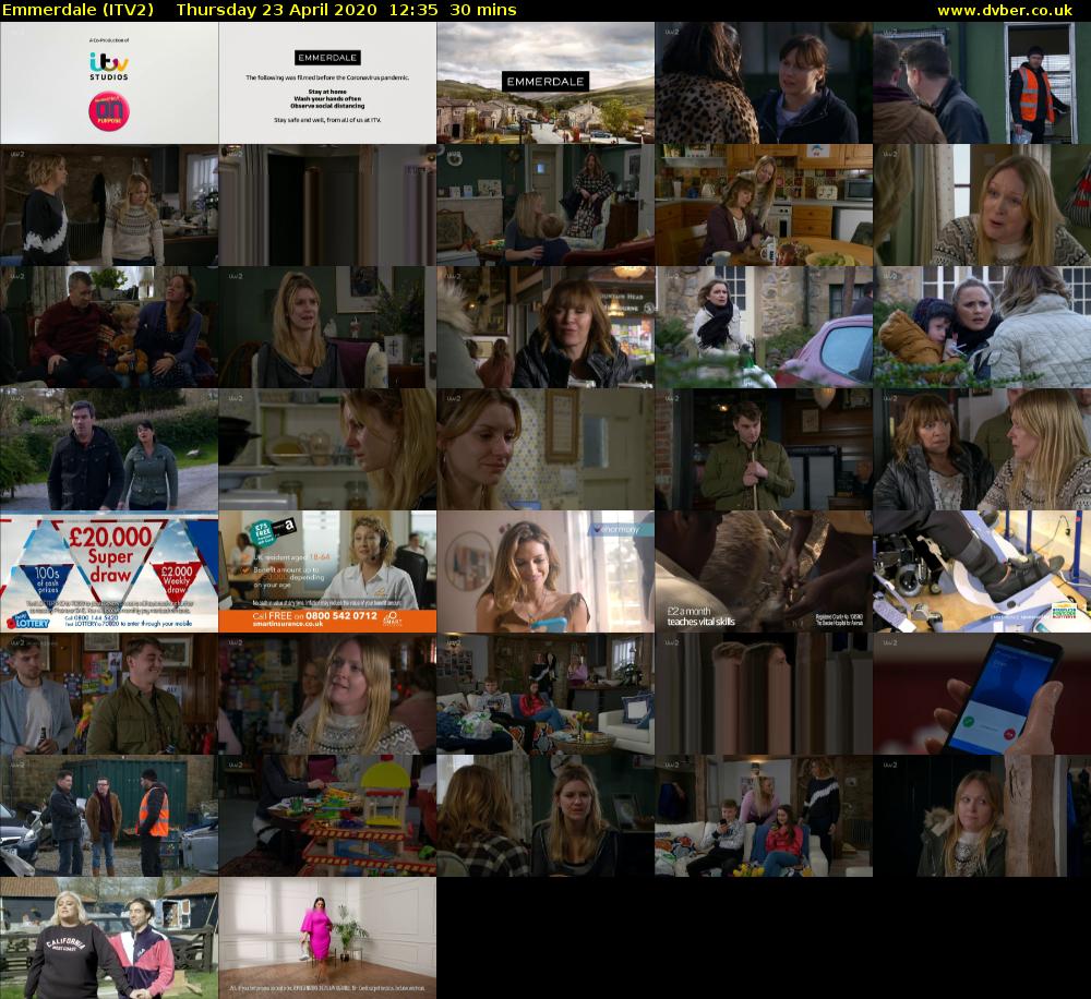 Emmerdale (ITV2) Thursday 23 April 2020 12:35 - 13:05