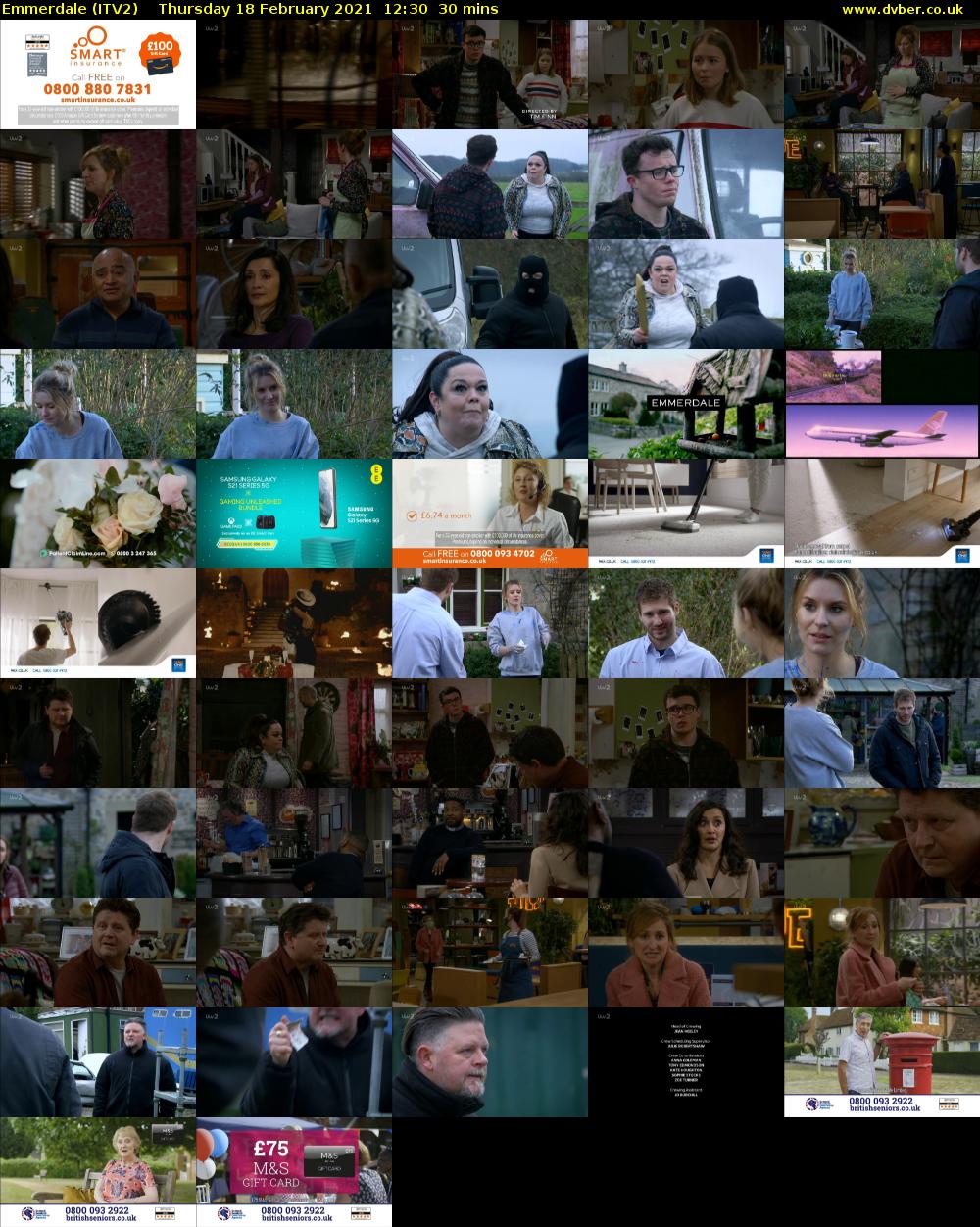 Emmerdale (ITV2) Thursday 18 February 2021 12:30 - 13:00
