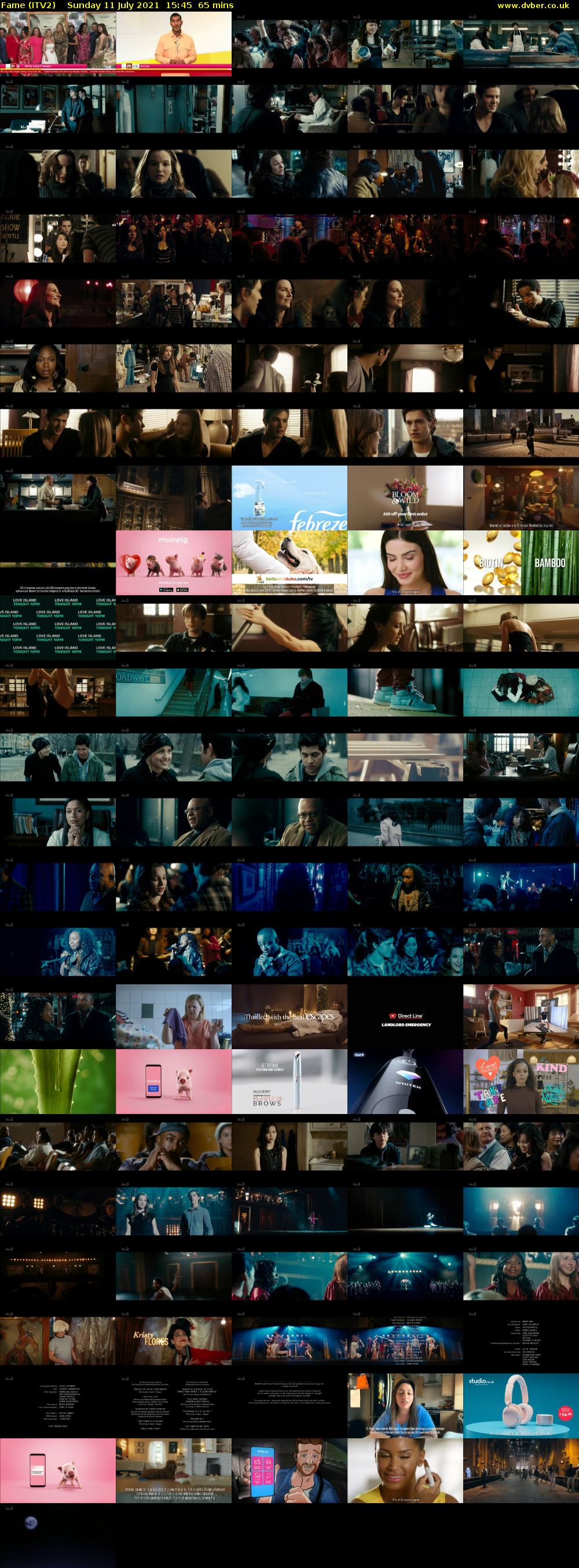 Fame (ITV2) Sunday 11 July 2021 15:45 - 16:50