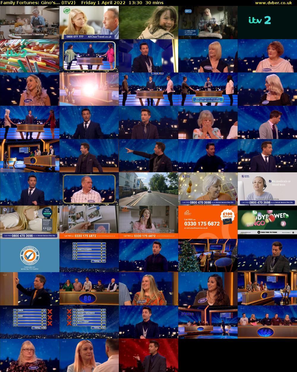 Family Fortunes: Gino's... (ITV2) Friday 1 April 2022 13:30 - 14:00
