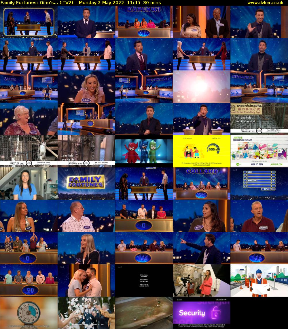 Family Fortunes: Gino's... (ITV2) Monday 2 May 2022 11:45 - 12:15