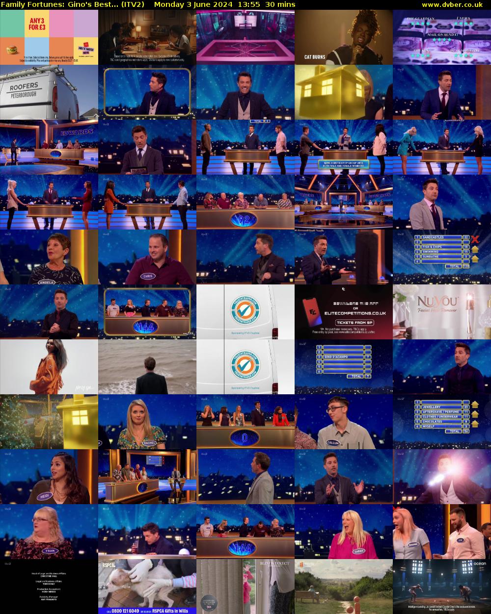 Family Fortunes: Gino's Best... (ITV2) Monday 3 June 2024 13:55 - 14:25