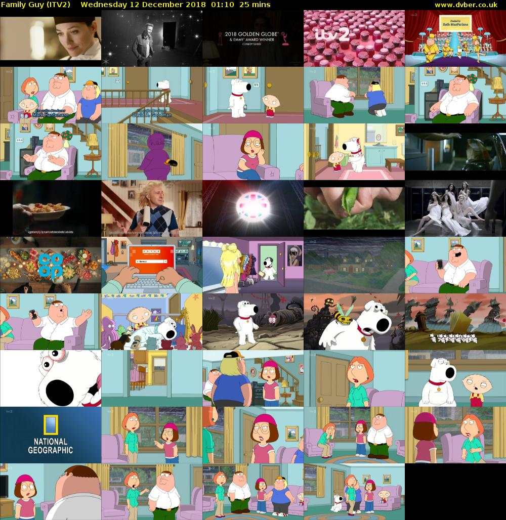 Family Guy (ITV2) Wednesday 12 December 2018 01:10 - 01:35