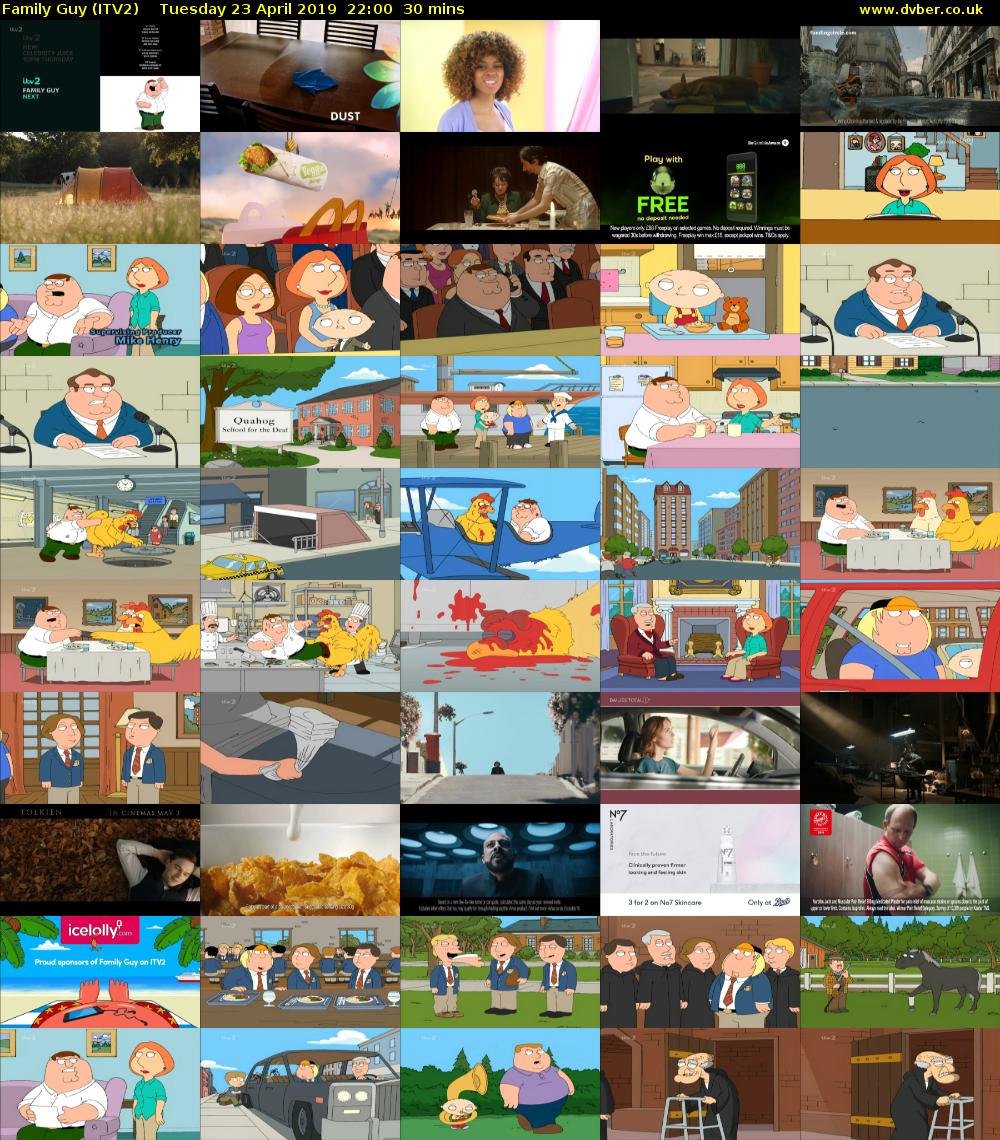 Family Guy (ITV2) Tuesday 23 April 2019 22:00 - 22:30