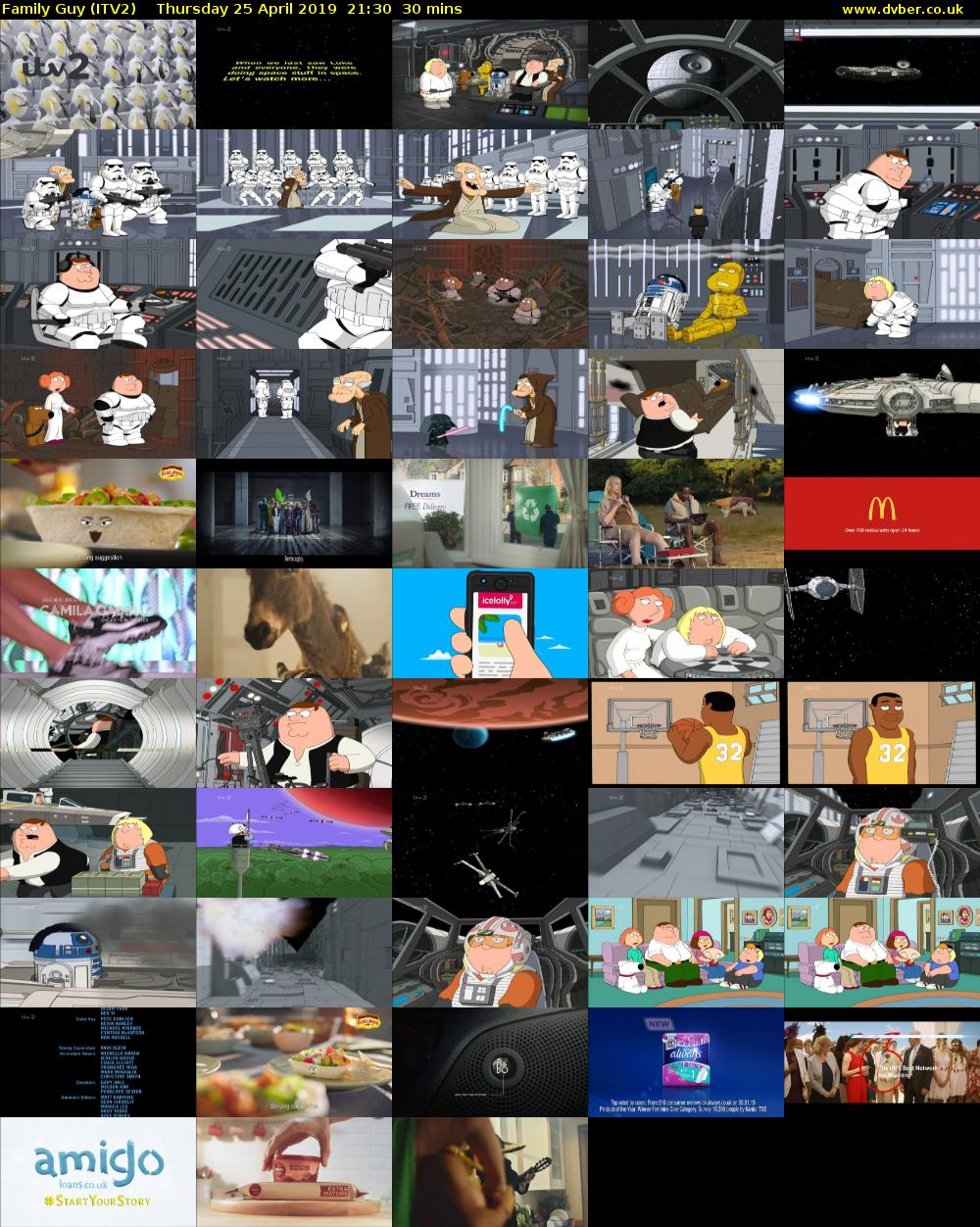 Family Guy (ITV2) Thursday 25 April 2019 21:30 - 22:00