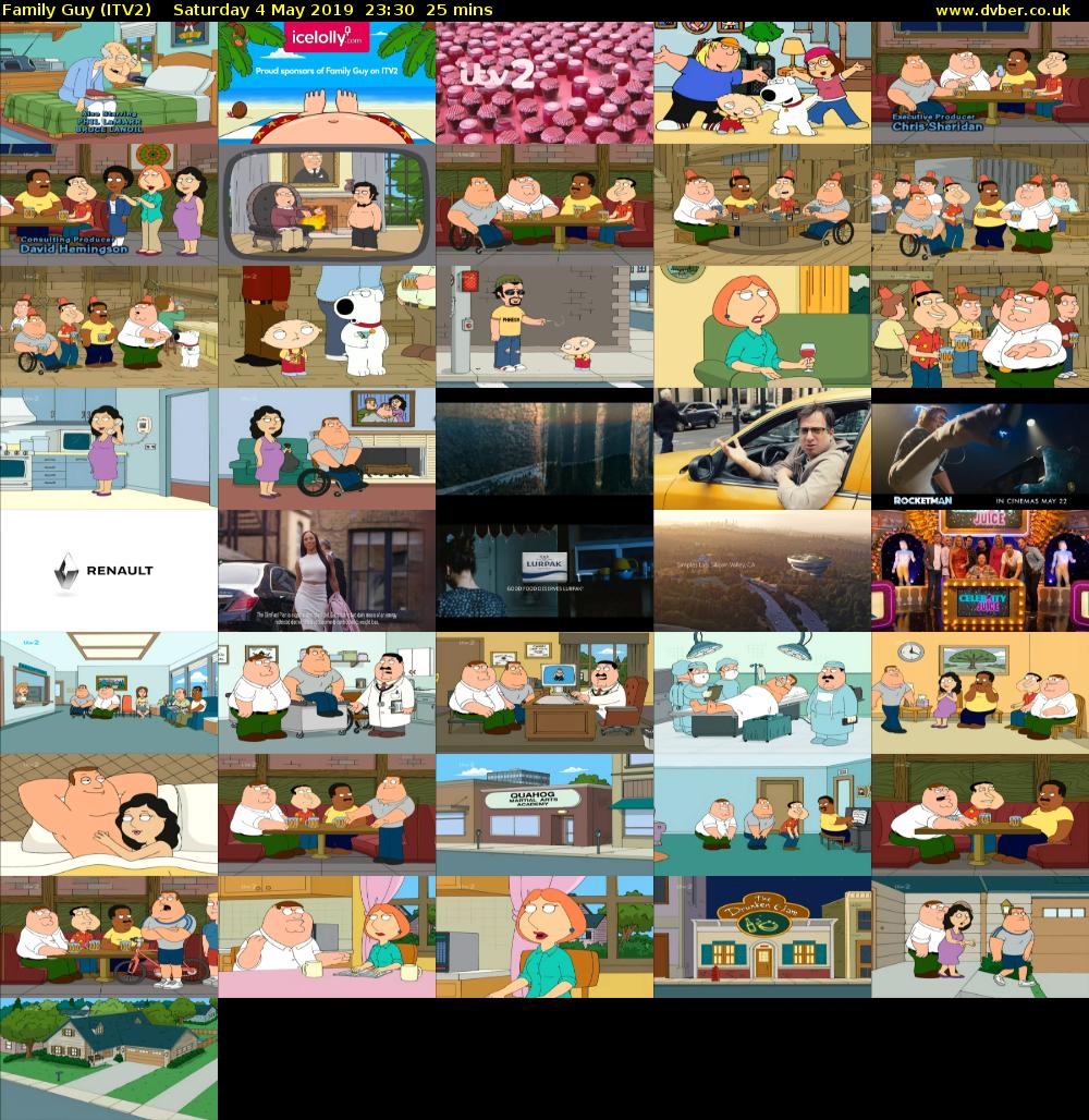Family Guy (ITV2) Saturday 4 May 2019 23:30 - 23:55