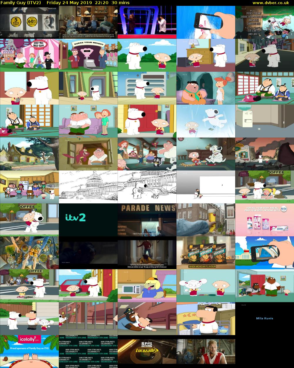 Family Guy (ITV2) Friday 24 May 2019 22:20 - 22:50