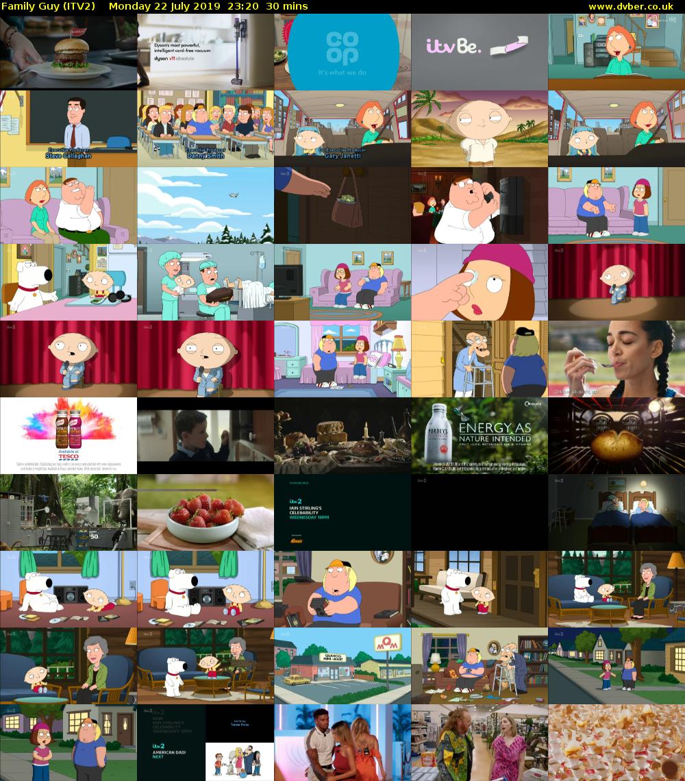 Family Guy (ITV2) Monday 22 July 2019 23:20 - 23:50