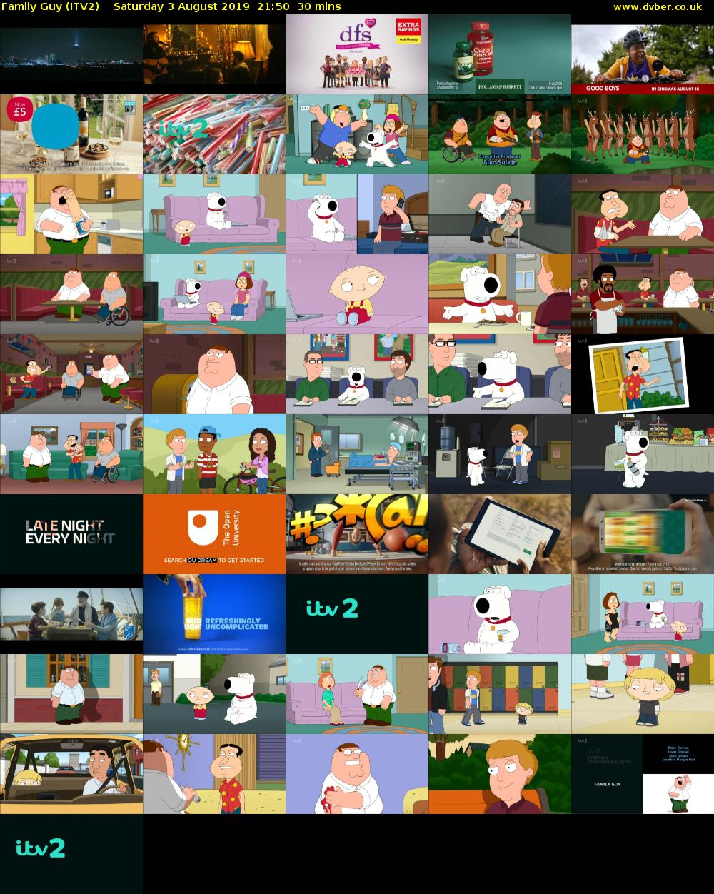 Family Guy (ITV2) Saturday 3 August 2019 21:50 - 22:20