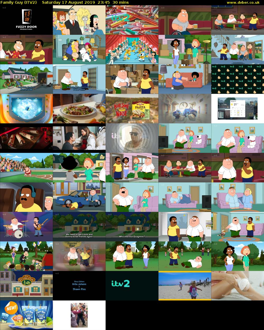 Family Guy (ITV2) Saturday 17 August 2019 23:45 - 00:15
