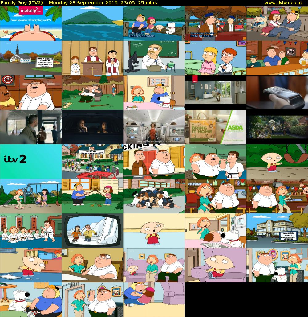 Family Guy (ITV2) Monday 23 September 2019 23:05 - 23:30