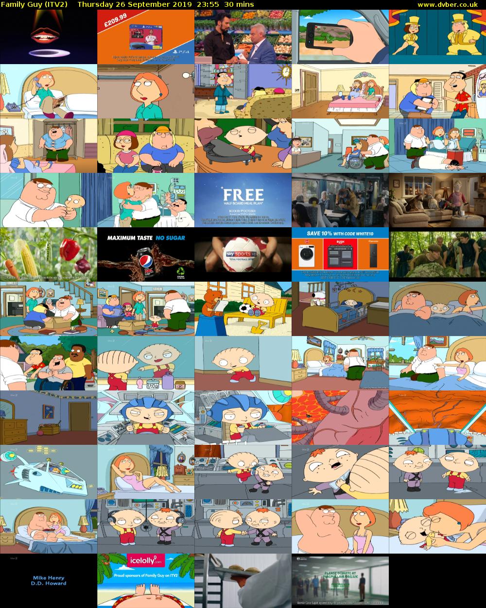 Family Guy (ITV2) Thursday 26 September 2019 23:55 - 00:25