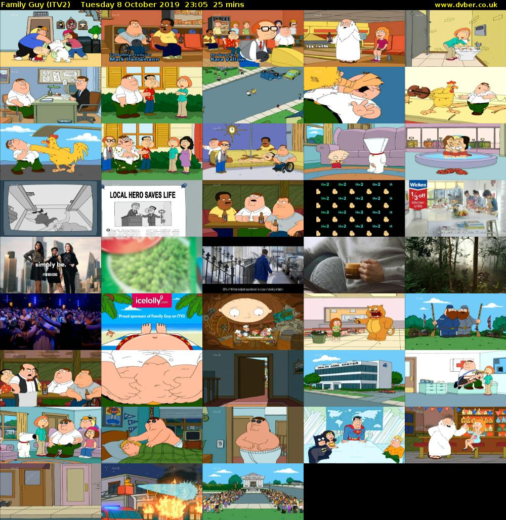 Family Guy (ITV2) Tuesday 8 October 2019 23:05 - 23:30