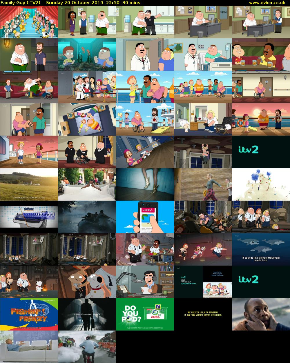 Family Guy (ITV2) Sunday 20 October 2019 22:50 - 23:20