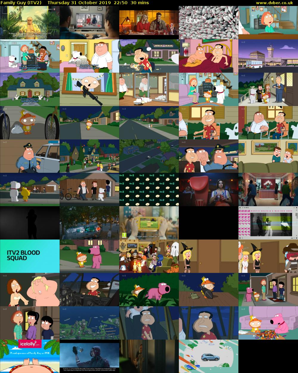 Family Guy (ITV2) Thursday 31 October 2019 22:50 - 23:20