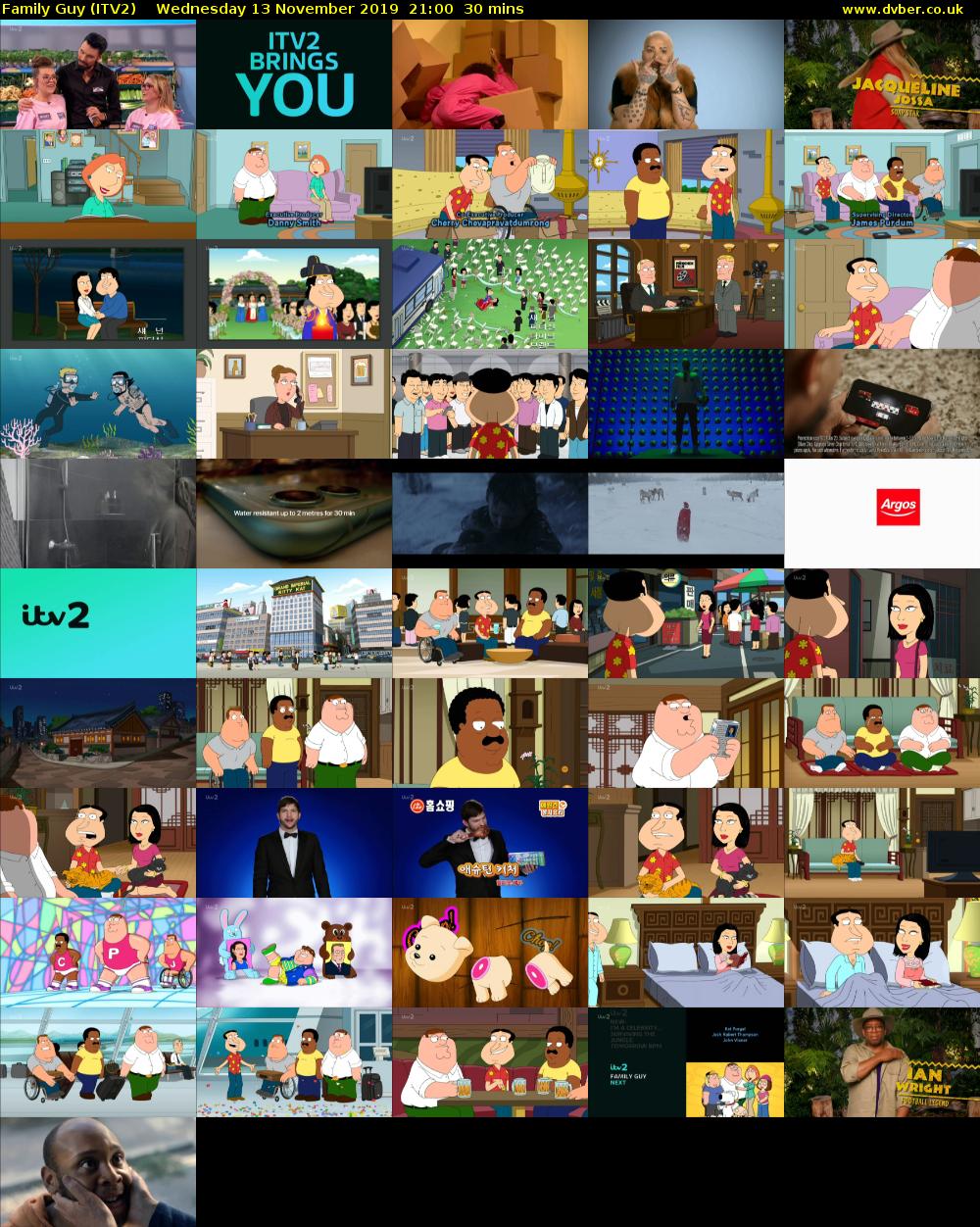 Family Guy (ITV2) Wednesday 13 November 2019 21:00 - 21:30
