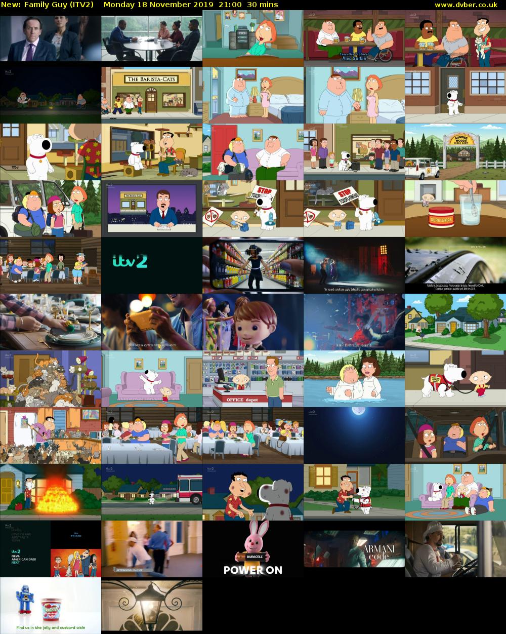 Family Guy (ITV2) Monday 18 November 2019 21:00 - 21:30
