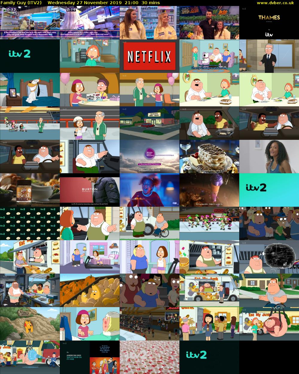 Family Guy (ITV2) Wednesday 27 November 2019 21:00 - 21:30