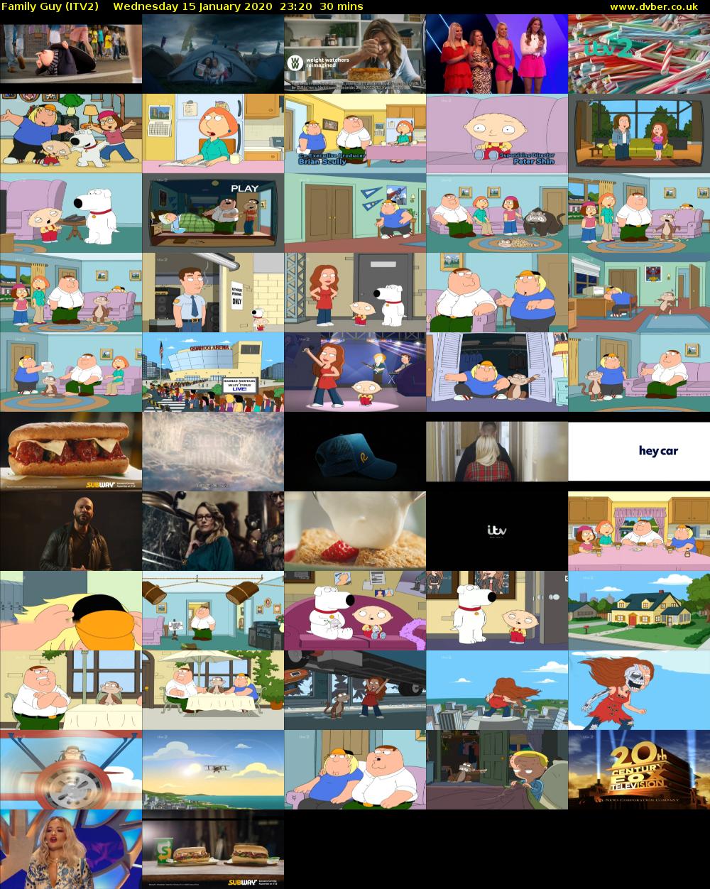 Family Guy (ITV2) Wednesday 15 January 2020 23:20 - 23:50