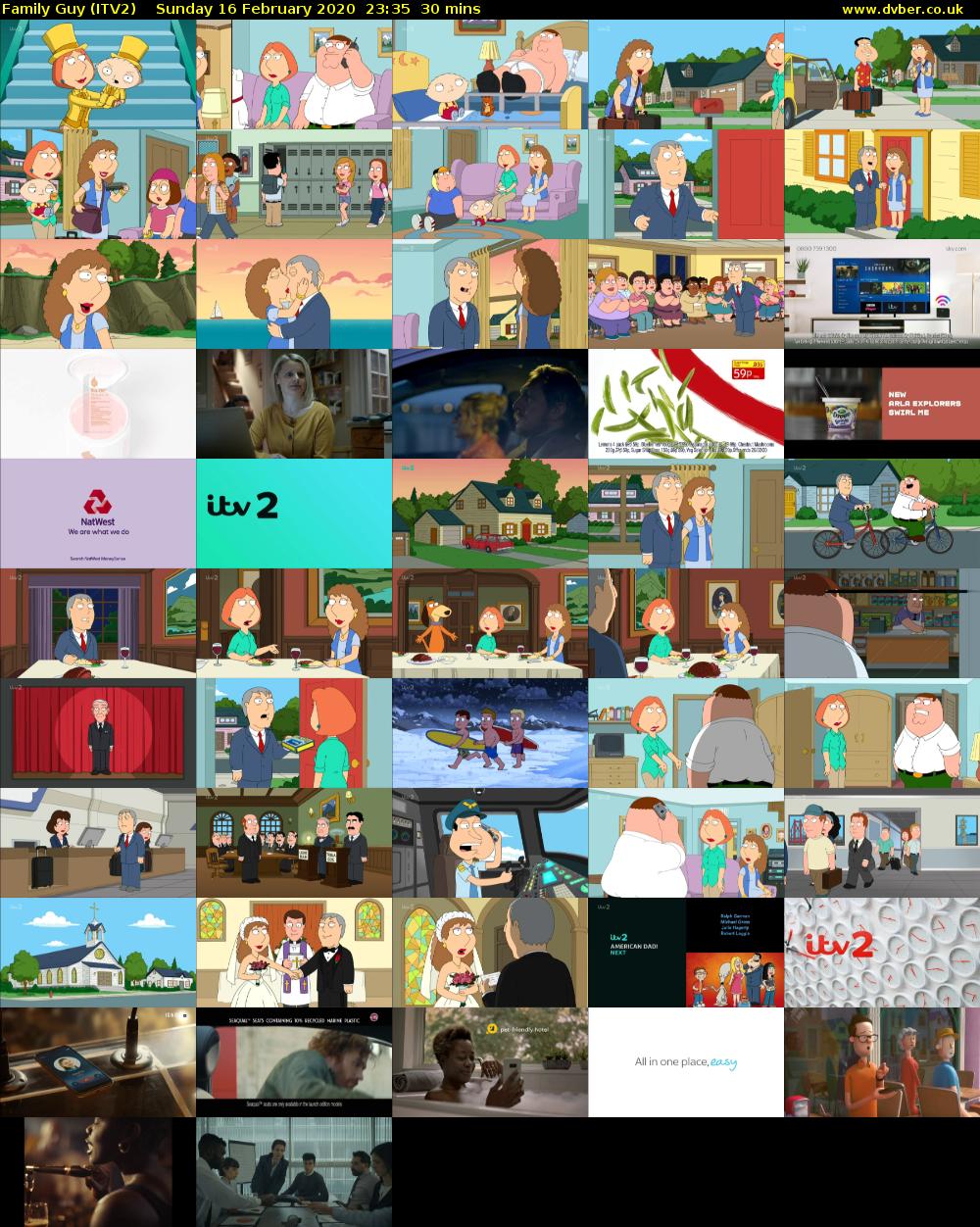 Family Guy (ITV2) Sunday 16 February 2020 23:35 - 00:05